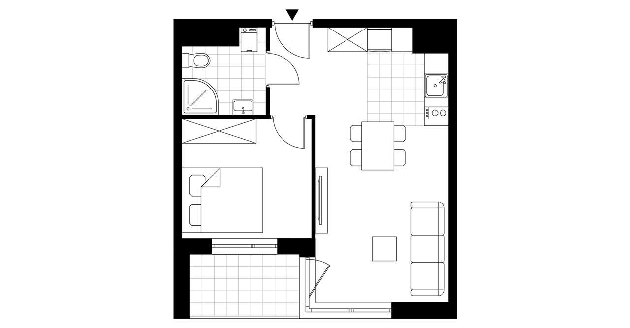2-pokojowe mieszkanie 37m2 + loggia - Pełny obrazek: 3/8