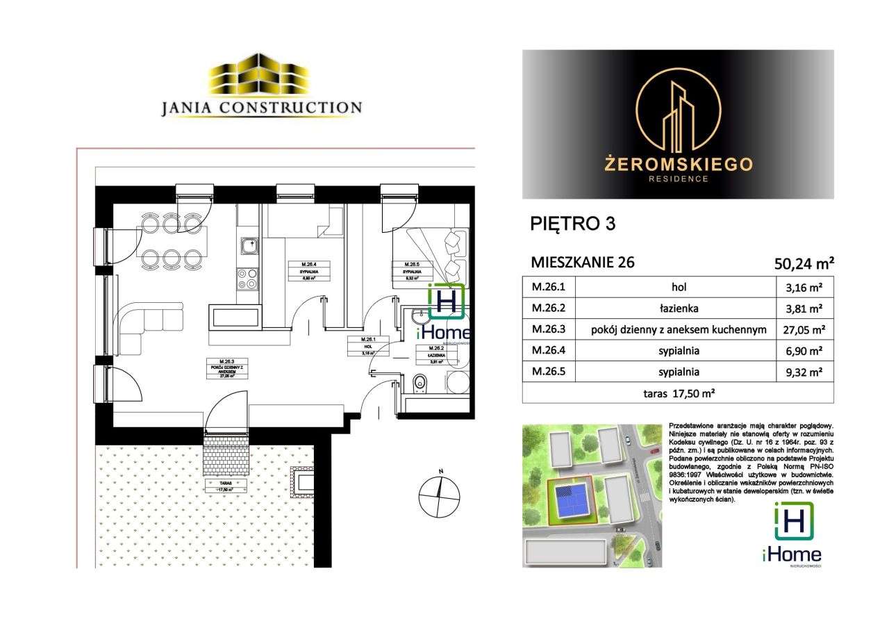 Mieszkanie 3 pokojowe Żeromskiego - Pełny obrazek: 2/3