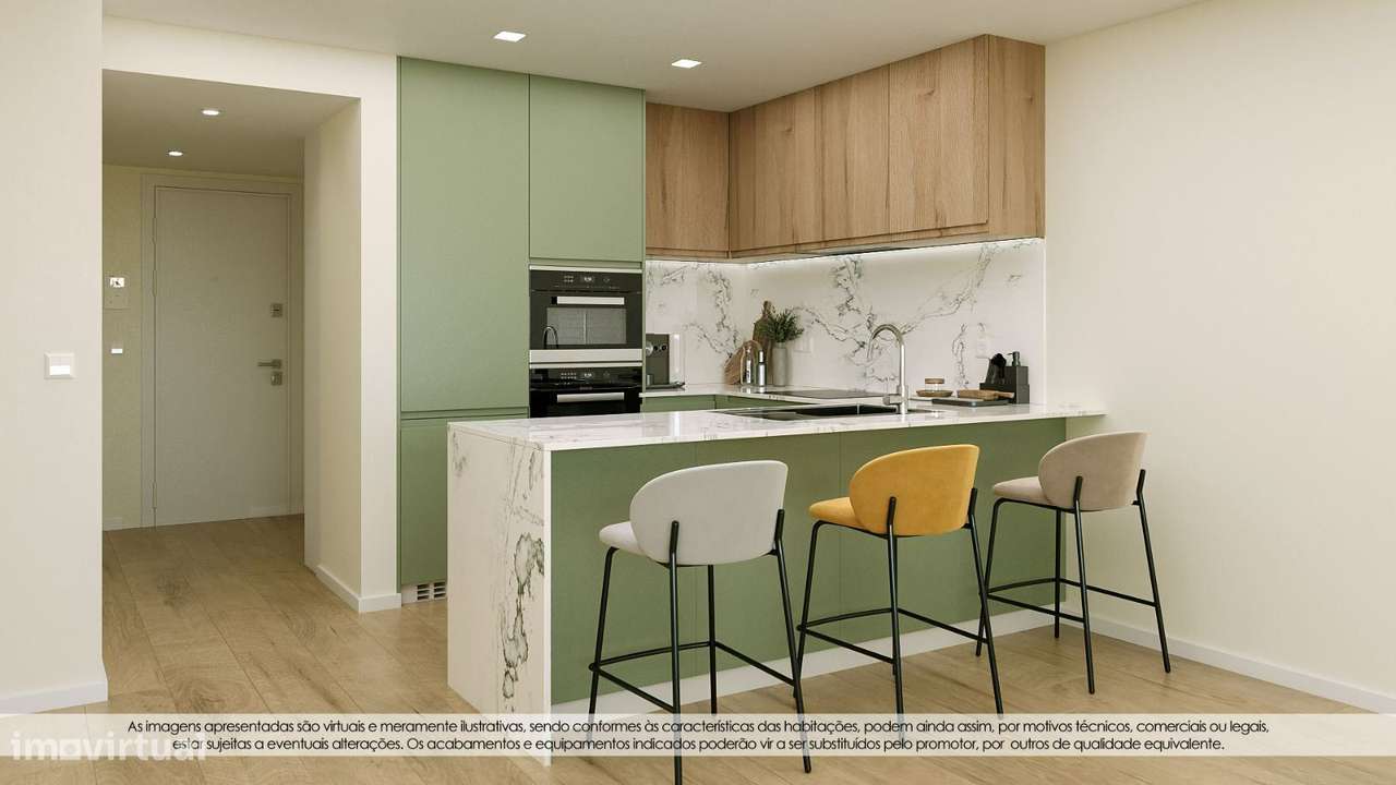 Apartamento T1 Novo com 2 casas de banho, varanda e lugar de garagem! - Grande imagem: 4/16