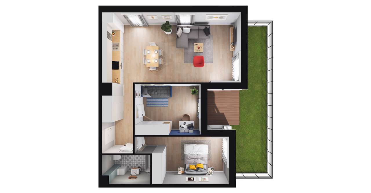 3-pokojowe mieszkanie 72m2 + ogródek Bezpośrednio - Pełny obrazek: 2/8