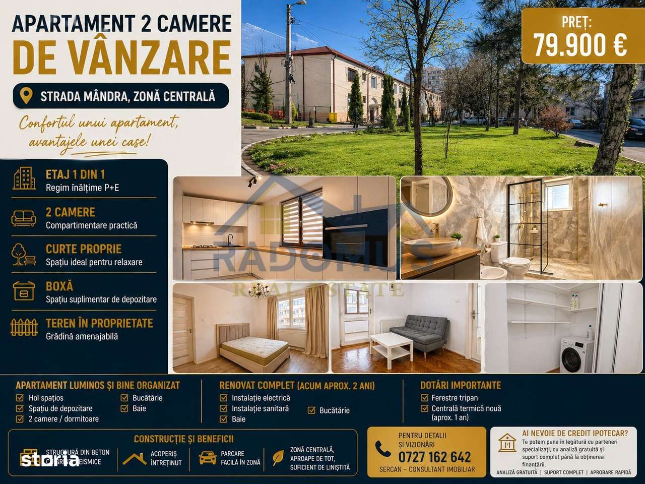 Apartament 2 camere | Renovat | Ultracentral| Boxa+Curte | 0% Comision