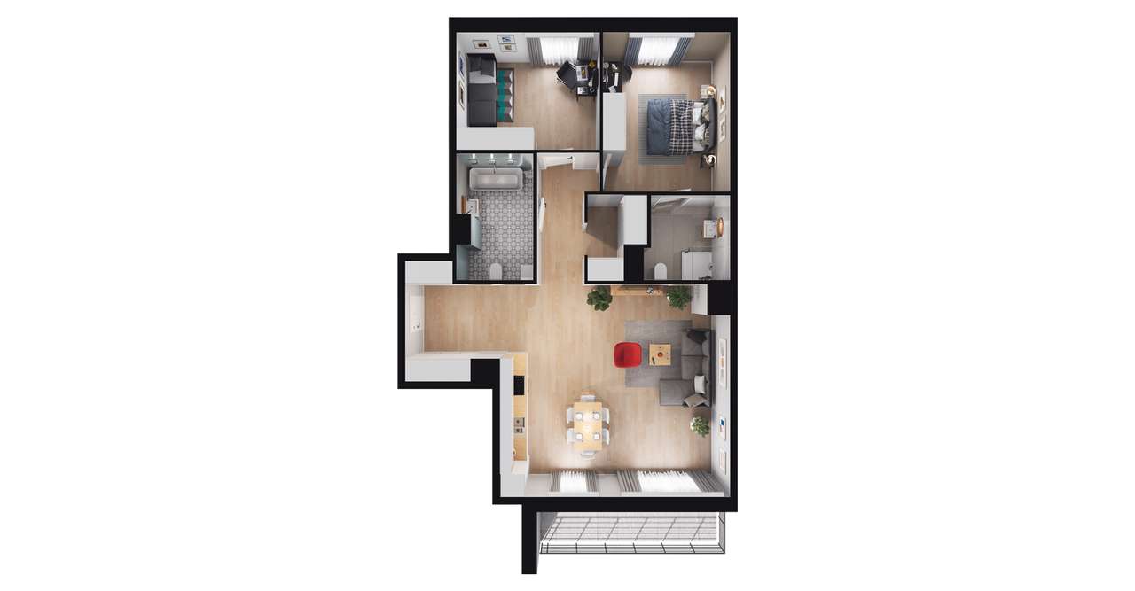3-pokojowe mieszkanie 78m2 + balkon - Pełny obrazek: 2/6