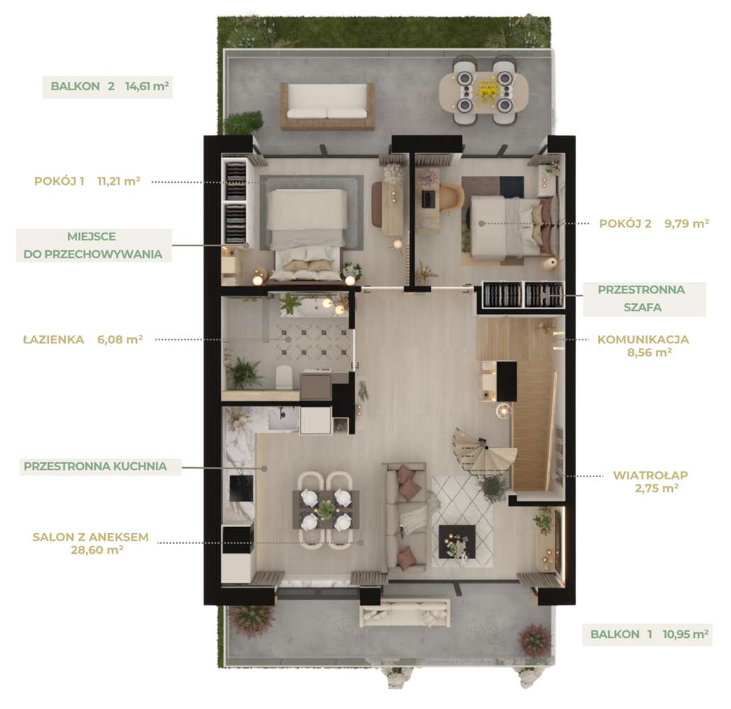 Przestronne mieszkanie z poddaszem i miejscem parkingowym-5