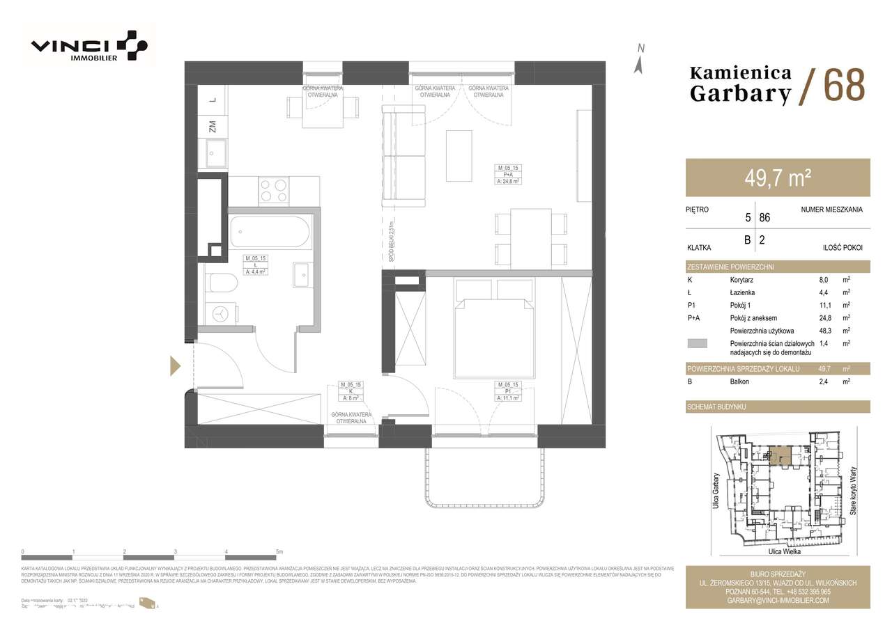 Garbary 68 | mieszkanie 2-pok. | M86 - Pełny obrazek: 2/7