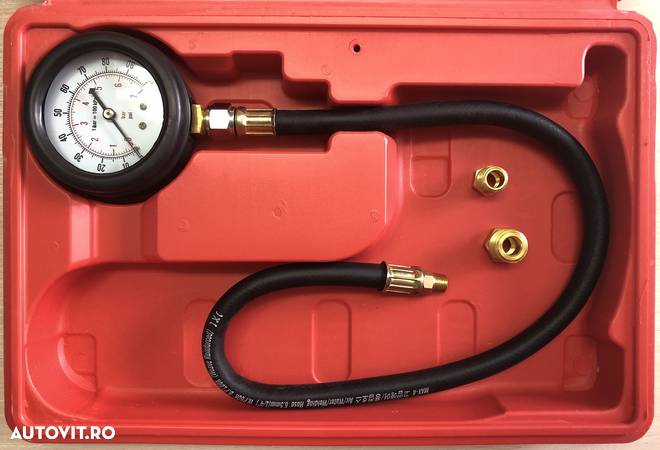 Kit tester auto compresie Benzina cu manometru si 2 adaptori - 1