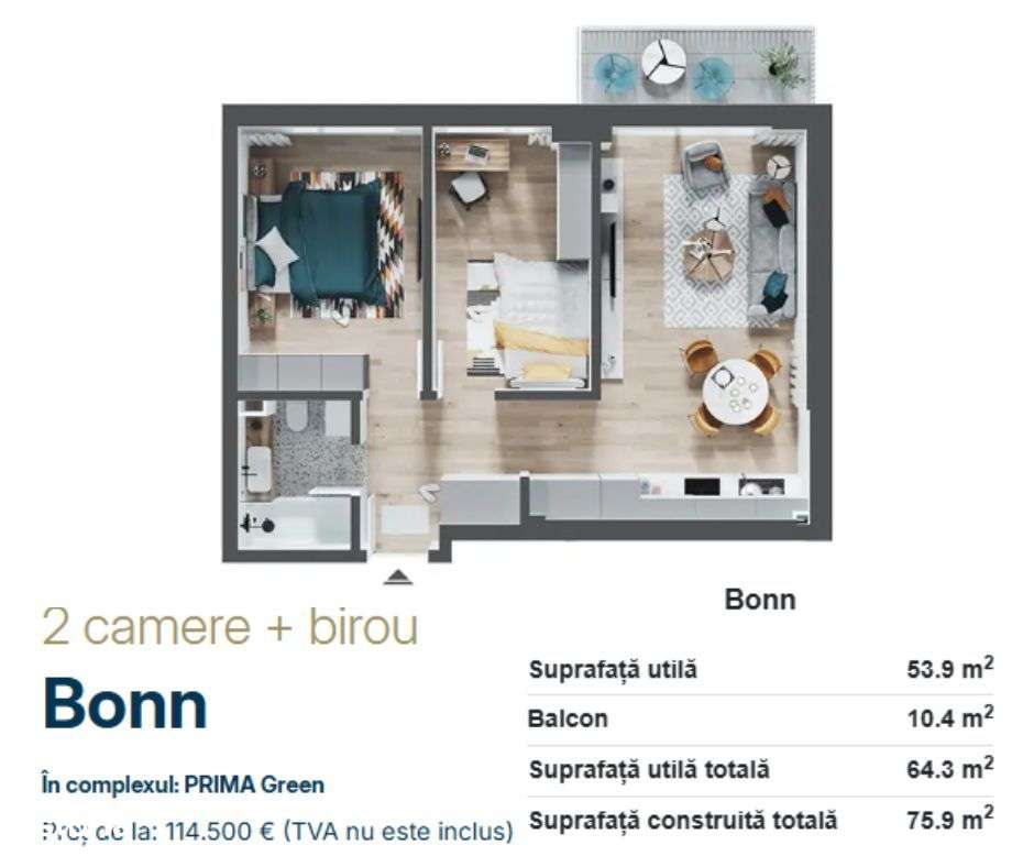 Apartamente de vanzare, tip studio, 2,3 camere Green Residence, Oradea - Imagine principală: 4/7