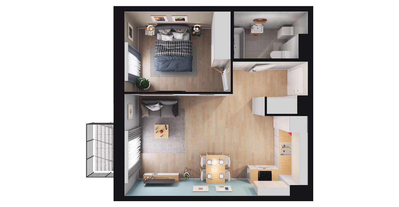 2-pokojowe mieszkanie 43m2 + balkon Bez Prowizji - Pełny obrazek: 2/8