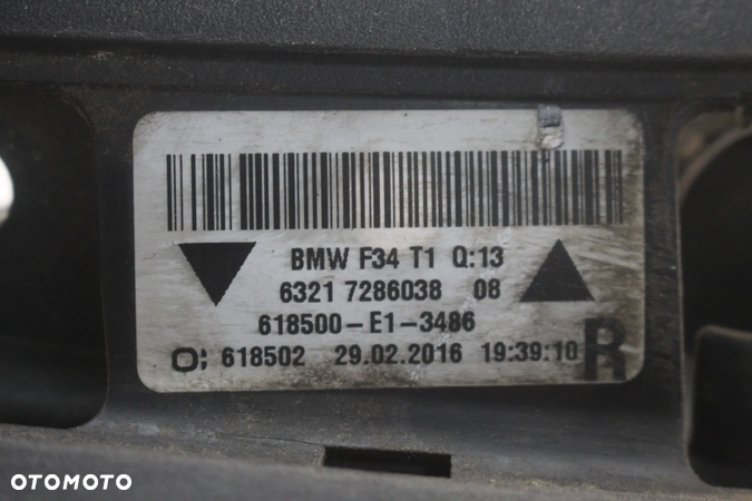 LAMPA TYŁ PRAWA BMW 3 III GT F34 7286038 - 3