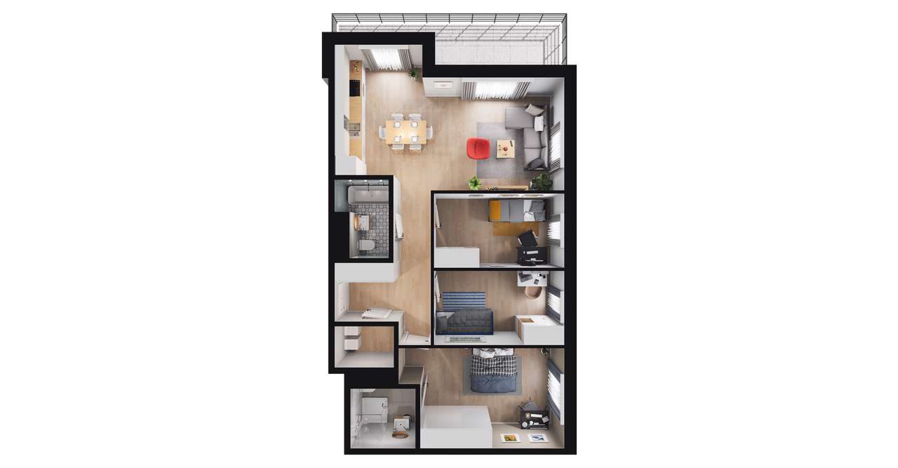 4-pokojowe mieszkanie 82m2 + balkon - Pełny obrazek: 3/9