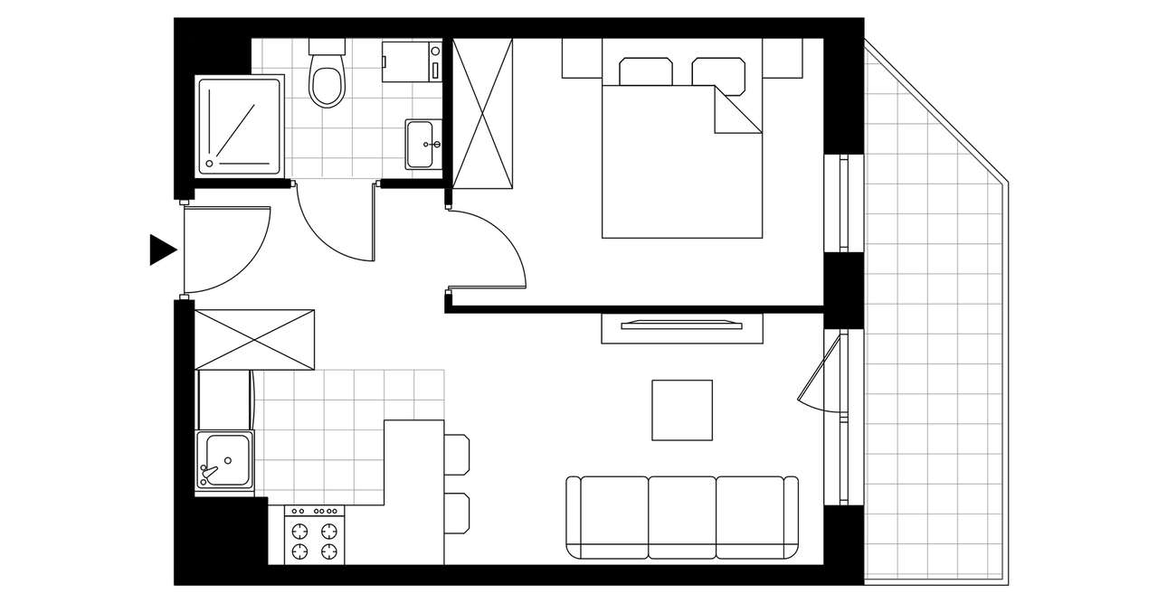 2-pokojowe mieszkanie 32m2 + balkon Bezpośrednio - Pełny obrazek: 3/7