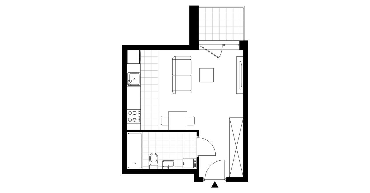 1-pokojowe mieszkanie 26m2 + taras Bez Pośredników - Pełny obrazek: 4/9