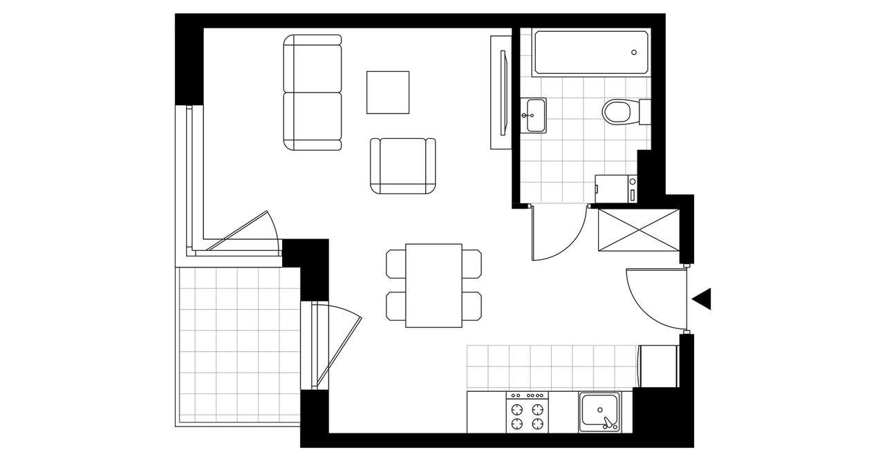 2-pokojowe mieszkanie 32m2 + balkon Bezpośrednio - Pełny obrazek: 3/8
