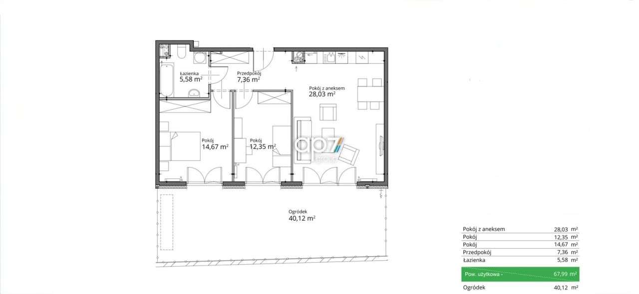 Prestiżowe mieszkanie z ogrodem | ul. Brązownicza-19