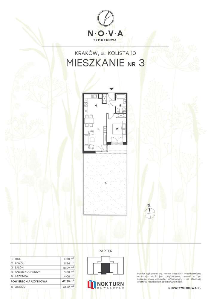 2-pokojowe mieszkanie 47m2 + ogródek - Pełny obrazek: 2/7