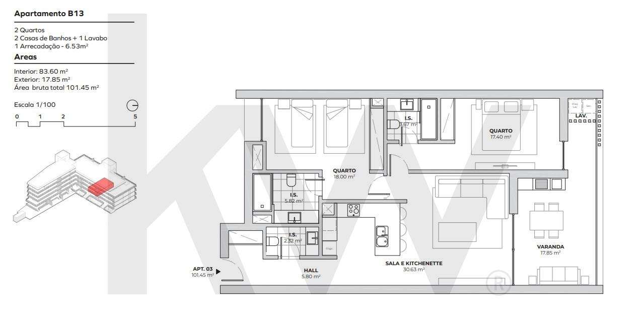 Apartamento T2 a estrear - 2 suítes - Terraço - Piscina- Garagem - Vis-19