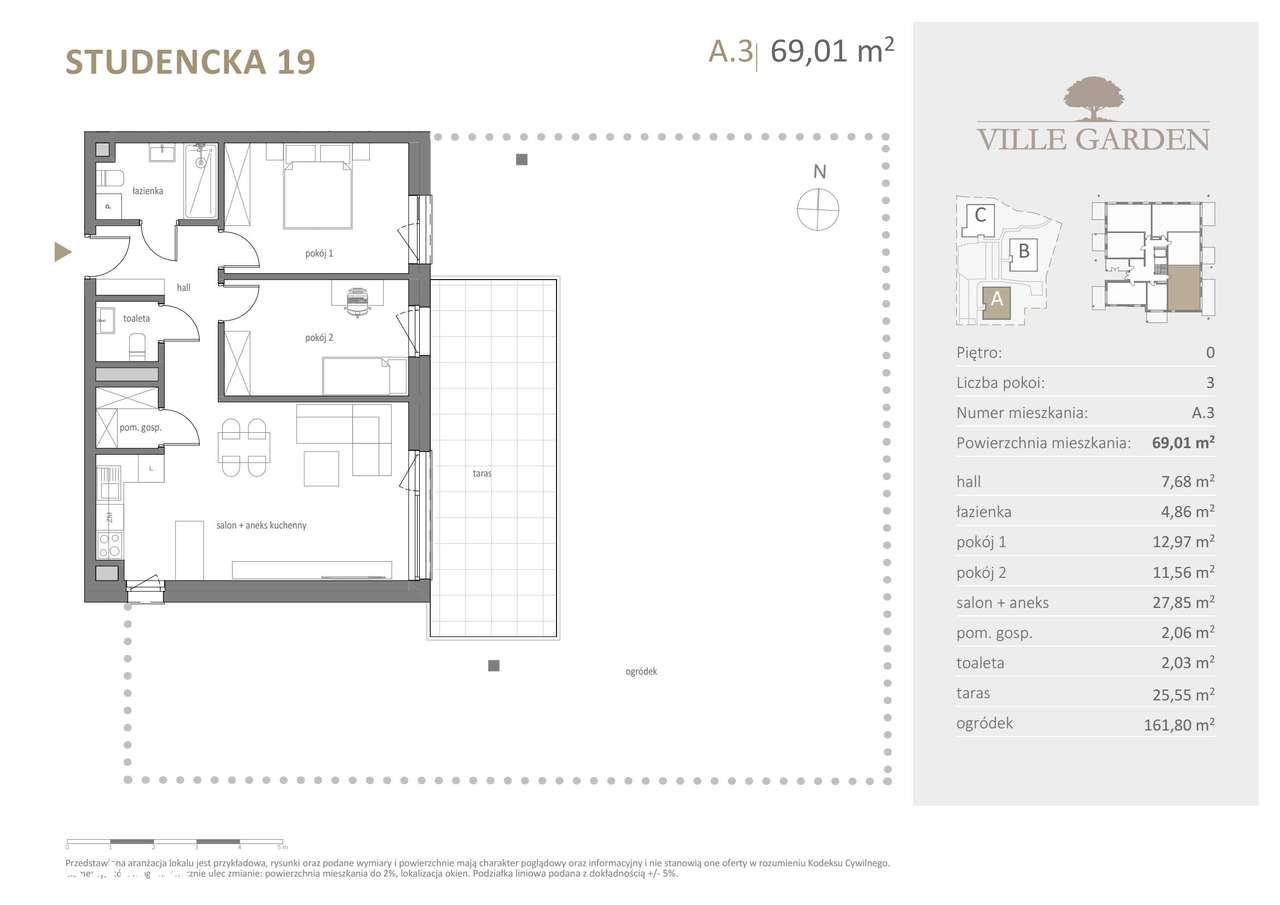 Ville Garden | mieszkanie 3-pok. | A.03 - Pełny obrazek: 3/10