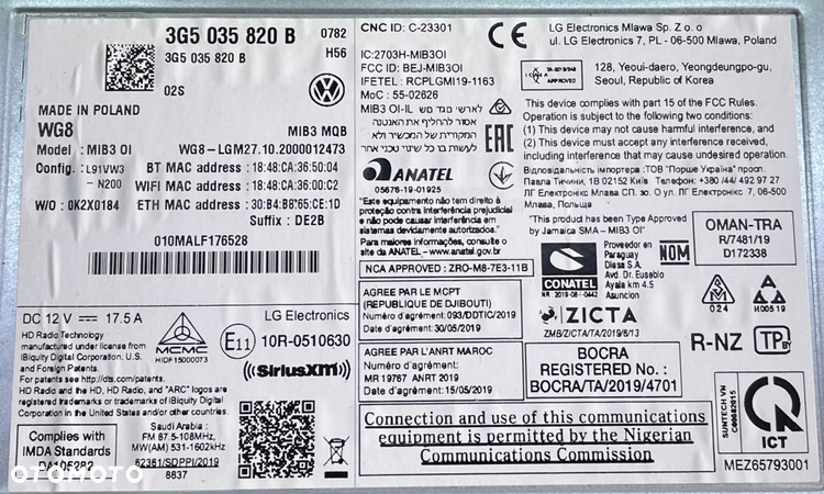 VW MIB STEROWNIK MMI NAWIGACJA 3G5035820B - 2