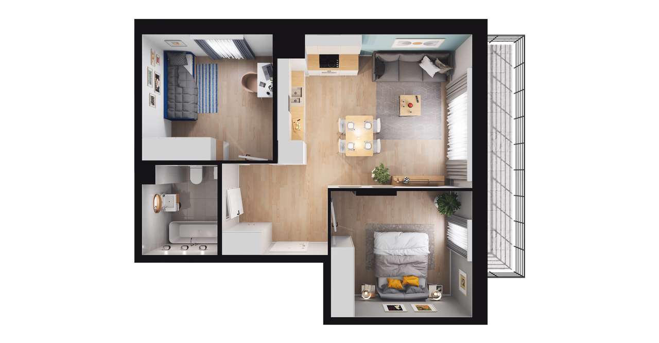 3-pokojowe mieszkanie 55m2 + balkon Bez Prowizji - Pełny obrazek: 2/8