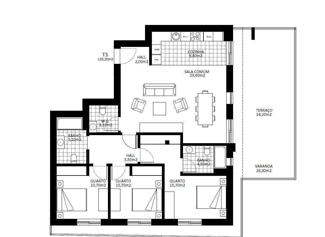 Apartamento T3 Novo Último Piso c/ Garagem Box em Coimbrões-21