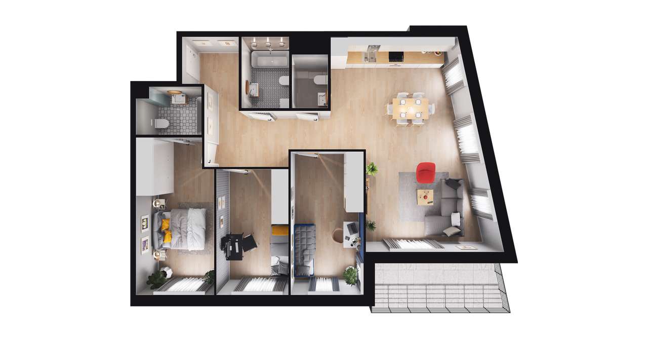 4-pokojowe mieszkanie 94m2 + balkon - Pełny obrazek: 2/8