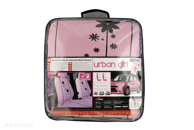 Set huse scaune auto Pink Urban Girl , Fata + Spate compatibile cu modelele cu Airbag in scaune - 3