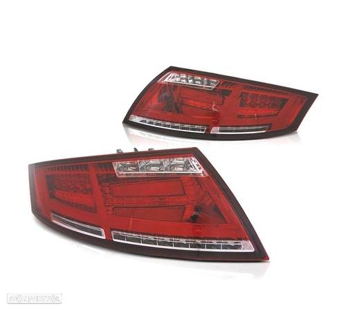 FAROLINS TRASEIROS PARA AUDI TT LIGHT BAR 06-14 VERMELHO CROMADO - 1