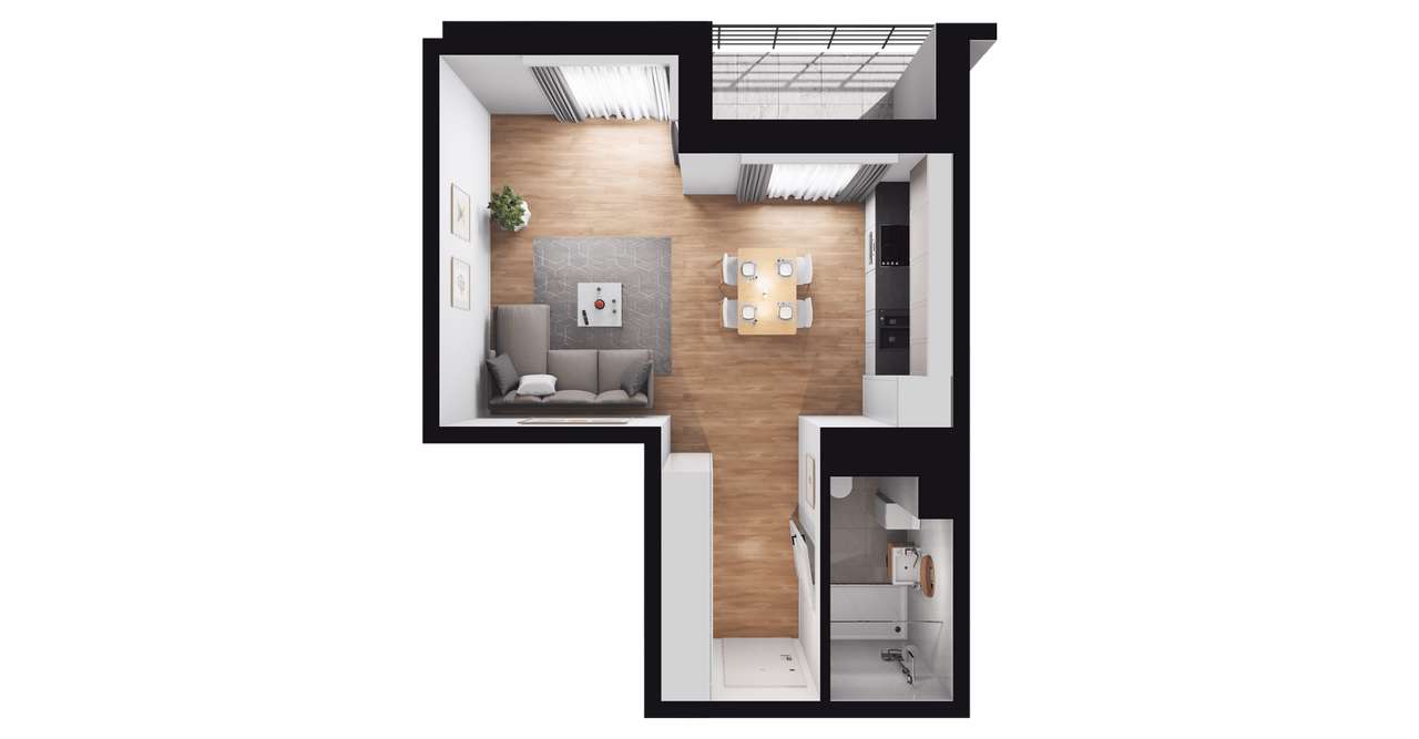 1-pokojowe mieszkanie 32m2 + loggia Bez Prowizji - Pełny obrazek: 2/8