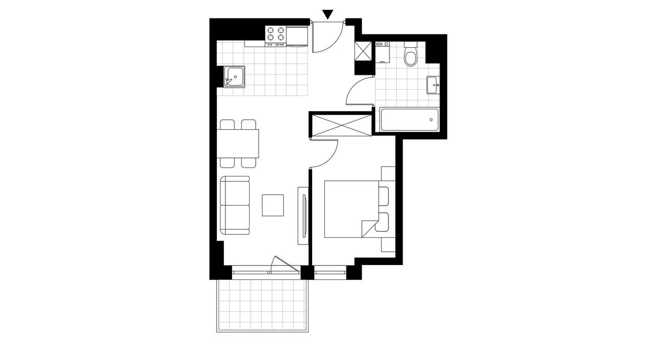 1-pokojowy apartament inwestycyjny 35m2 + balkon - Pełny obrazek: 3/8