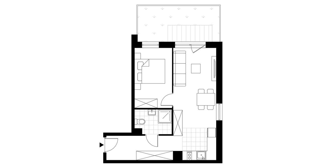 2-pokojowy apartament inwestycyjny 41m2 + ogródek - Pełny obrazek: 3/8