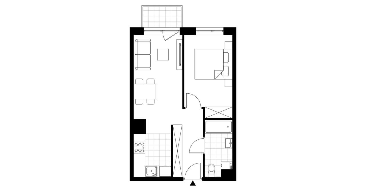 2-pokojowe mieszkanie 40m2 + balkon - Pełny obrazek: 4/9