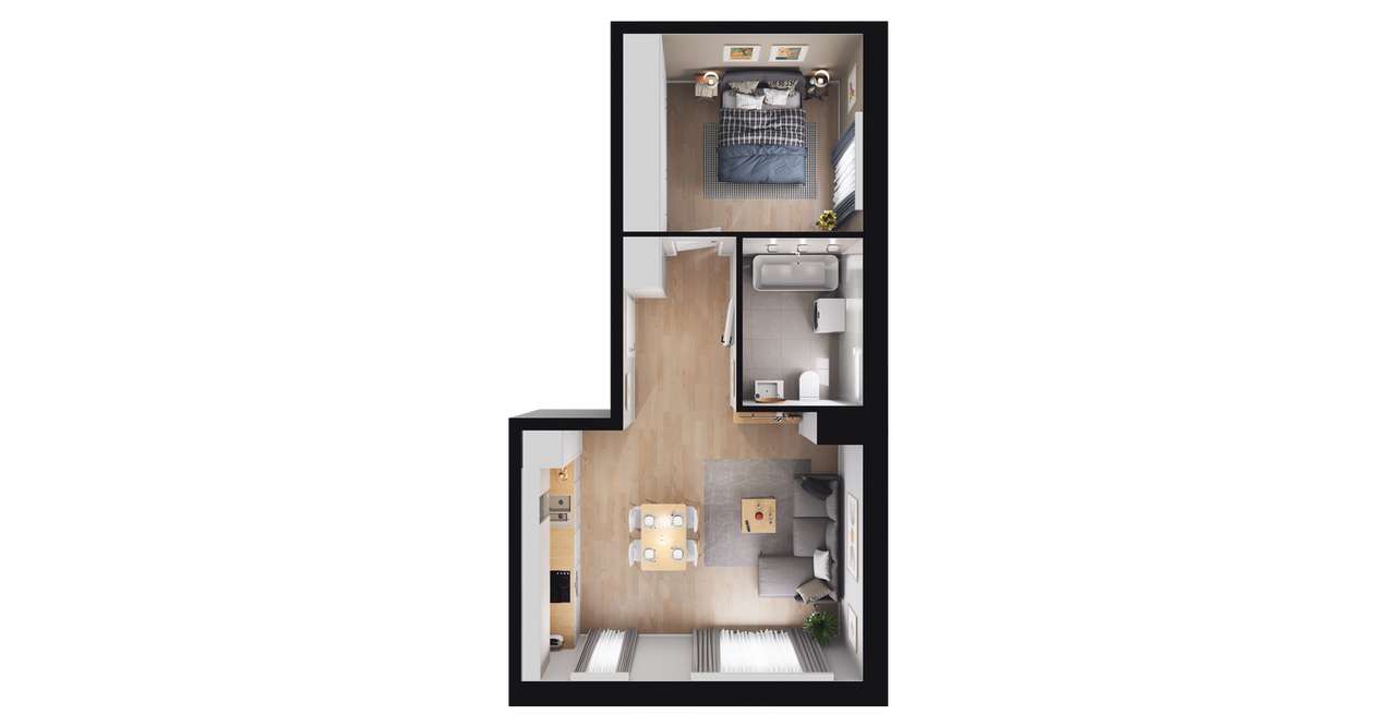 2-pokojowe mieszkanie 43m2 Bezpośrednio - Pełny obrazek: 3/9