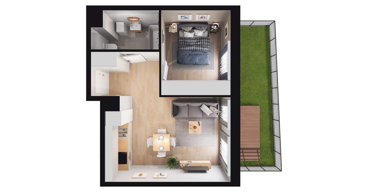 2-pokojowe mieszkanie 36m2 + ogródek Bez Prowizji - Pełny obrazek: 2/8