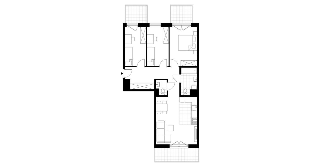 4-pokojowe mieszkanie 71m2 + 3 balkony - Pełny obrazek: 3/8