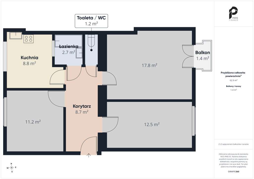 Przestronne mieszkanie 66,2 m2 z balkonem