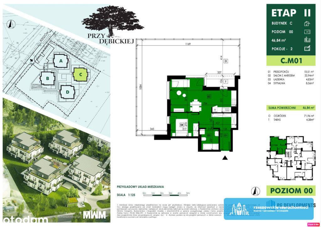 ul. Dębicka 2 pokoje 46,84 m2 + ogród 72m2 !