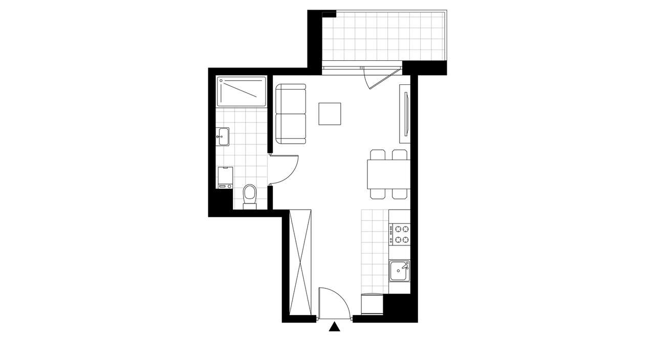 1-pokojowe mieszkanie 27m2 + balkon - Pełny obrazek: 3/5