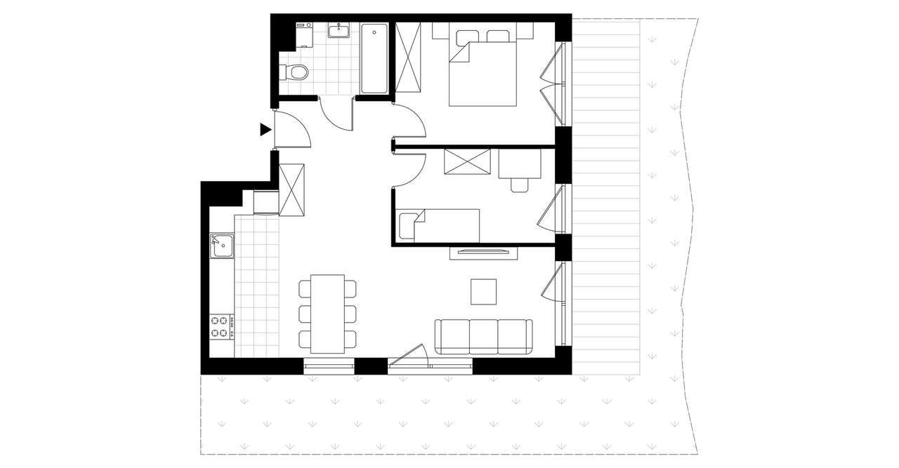 3-pokojowe mieszkanie 56m2 + ogródek Bez Prowizji - Pełny obrazek: 3/8