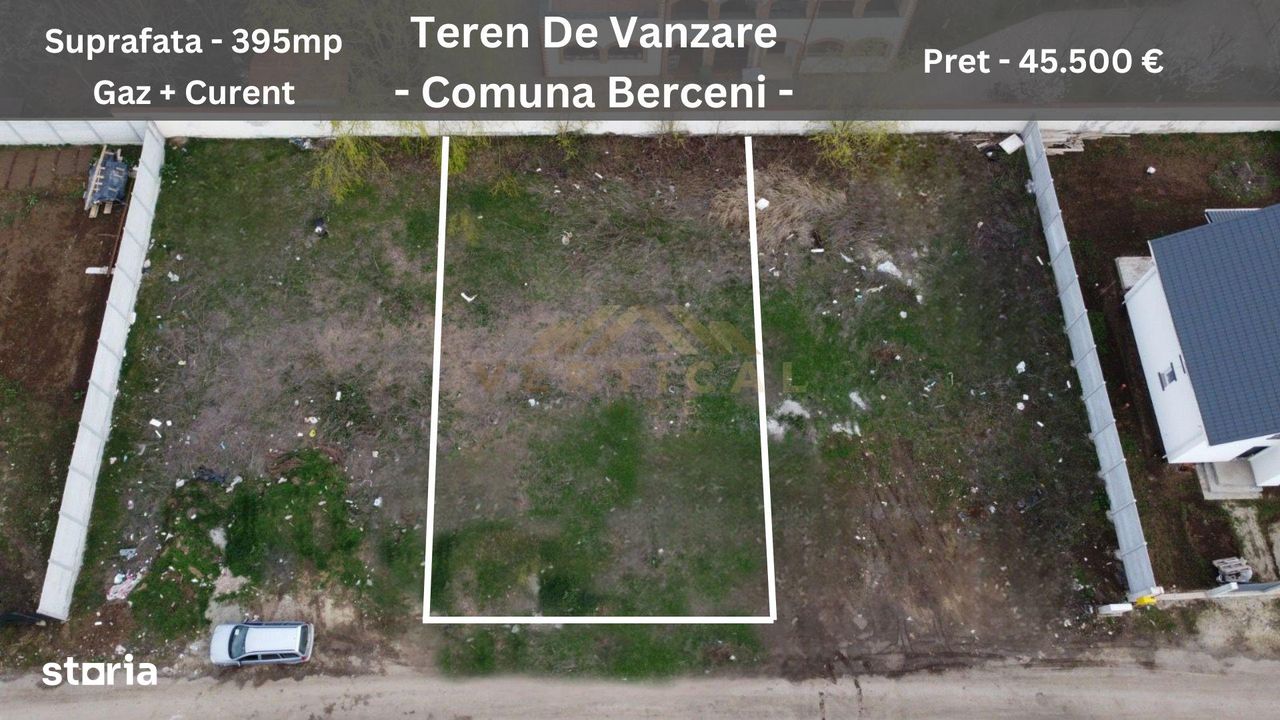 Teren intravilan de Vanzare - gaz + curent - Comuna Berceni