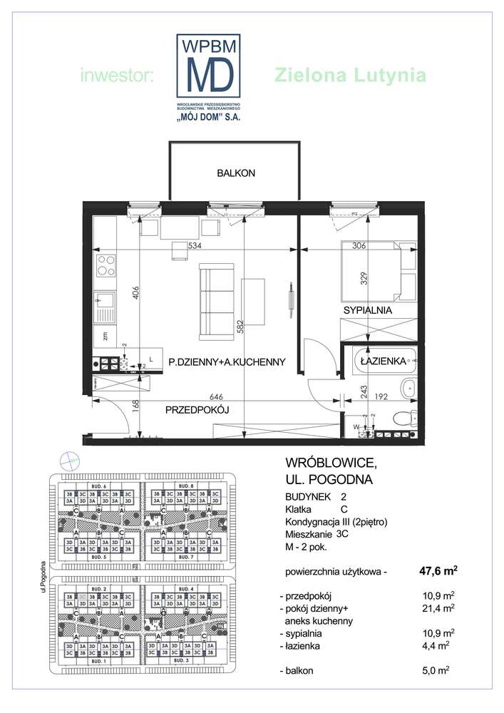 2-pokojowe mieszkanie 47m2 + balkon Bez Prowizji - Pełny obrazek: 2/4