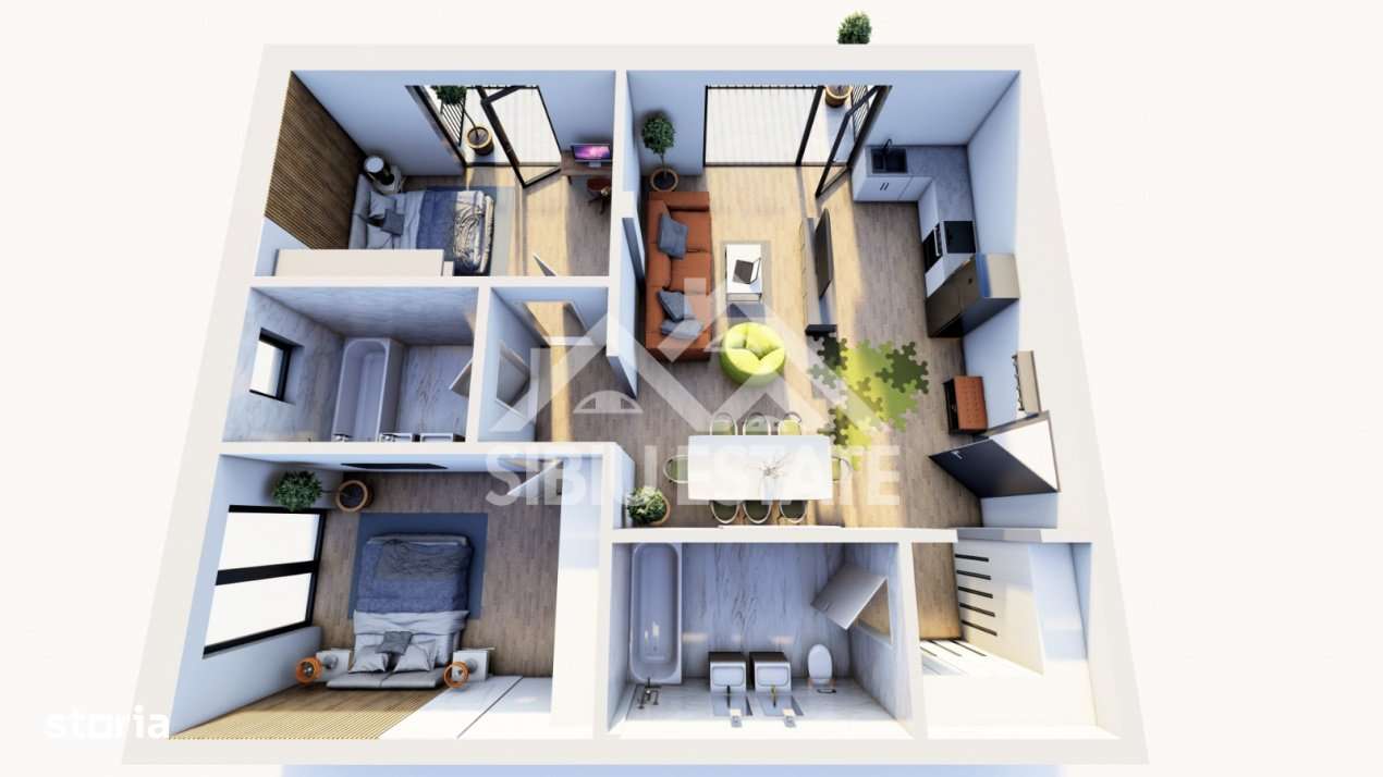 Apartament 3 camere , 87,6 mp utili , Etaj 1 , Finisaje Premium - Imagine principală: 5/6