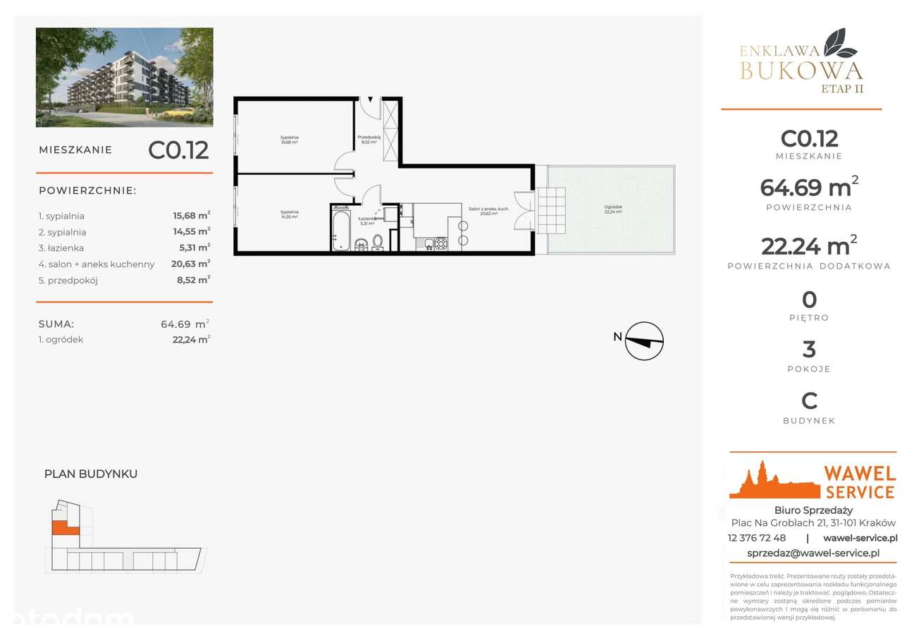 3-pokojowe mieszkanie 64m2 + ogródek Bezpośrednio - Pełny obrazek: 2/9