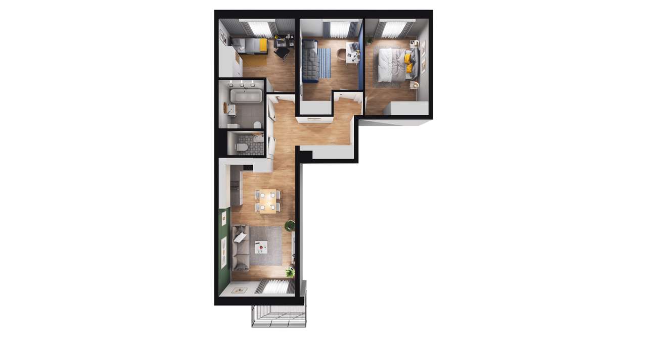 4-pokojowe mieszkanie 70m2 + balkon - Pełny obrazek: 3/8