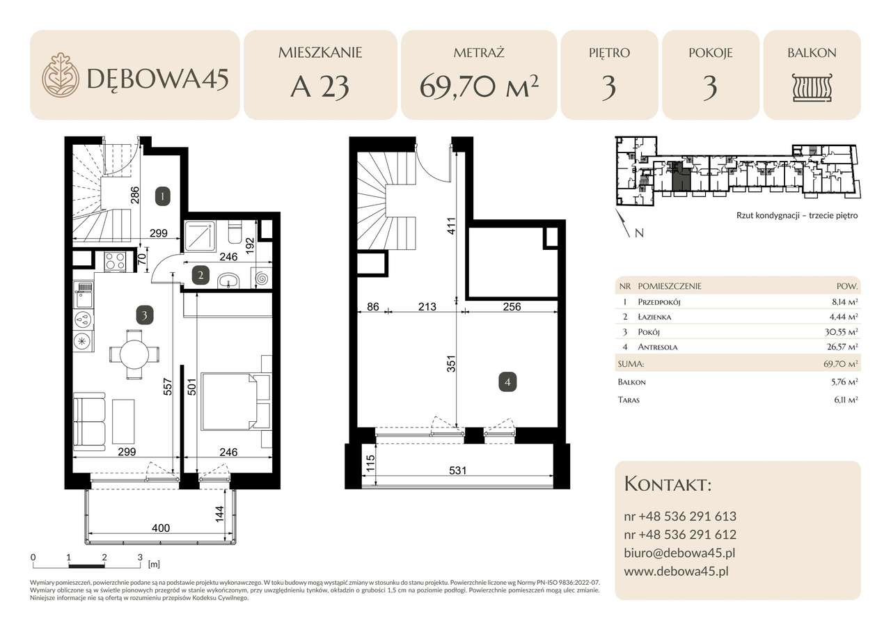 2-pokojowe mieszkanie 69m2 + taras Bez Pośredników - Pełny obrazek: 2/7