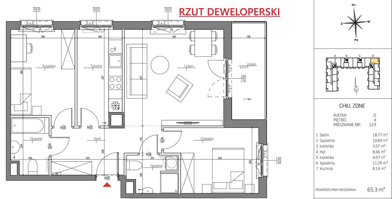 Jasne 3 pok. M z możliwością zmiany na 4 pok. M z garderobą-4