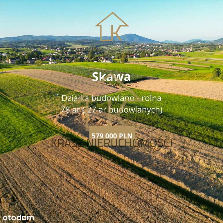 Działka widokowa 78 ar (27 ar budowlanych) -Skawa-0