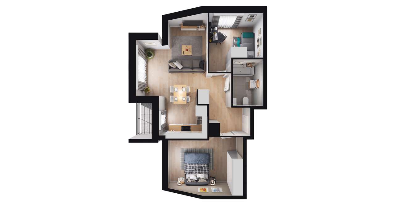 3-pokojowe mieszkanie 50m2 + loggia Bez Prowizji - Pełny obrazek: 2/6