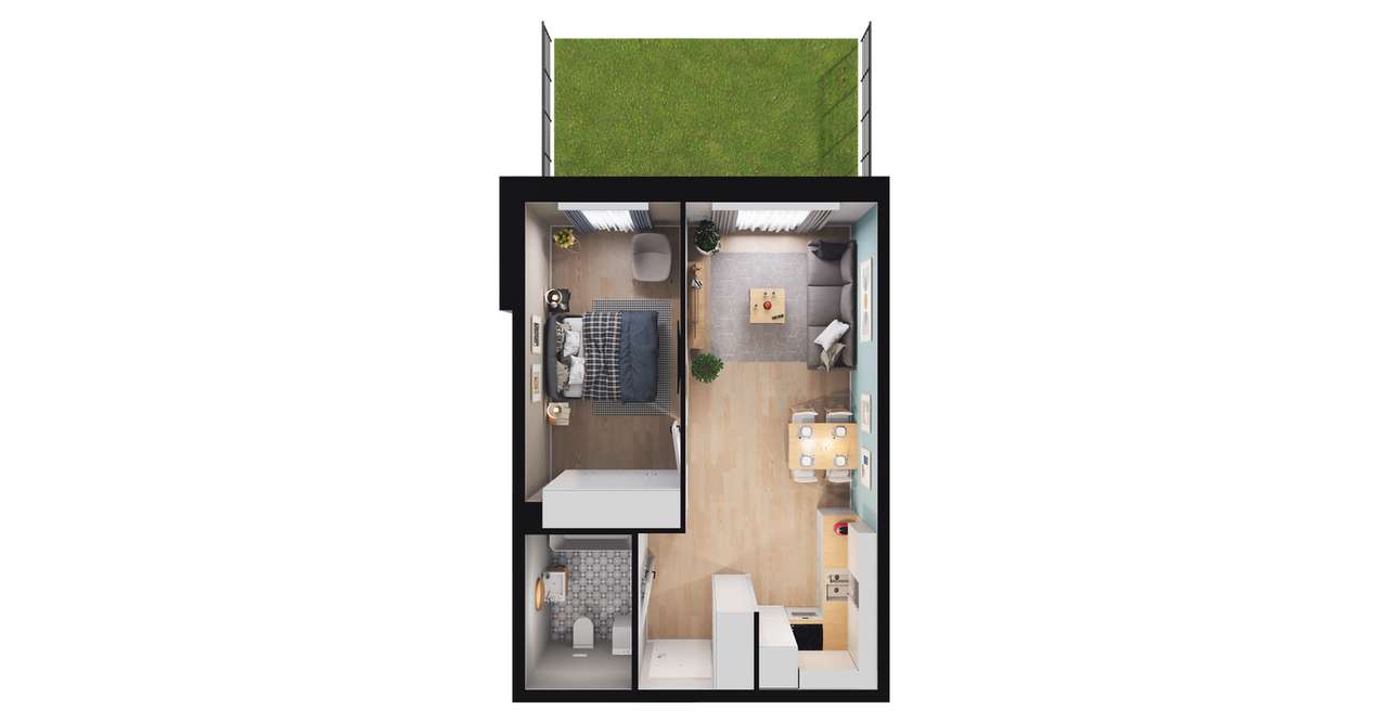 2-pokojowe mieszkanie 39m2 + ogródek Bezpośrednio - Pełny obrazek: 2/8