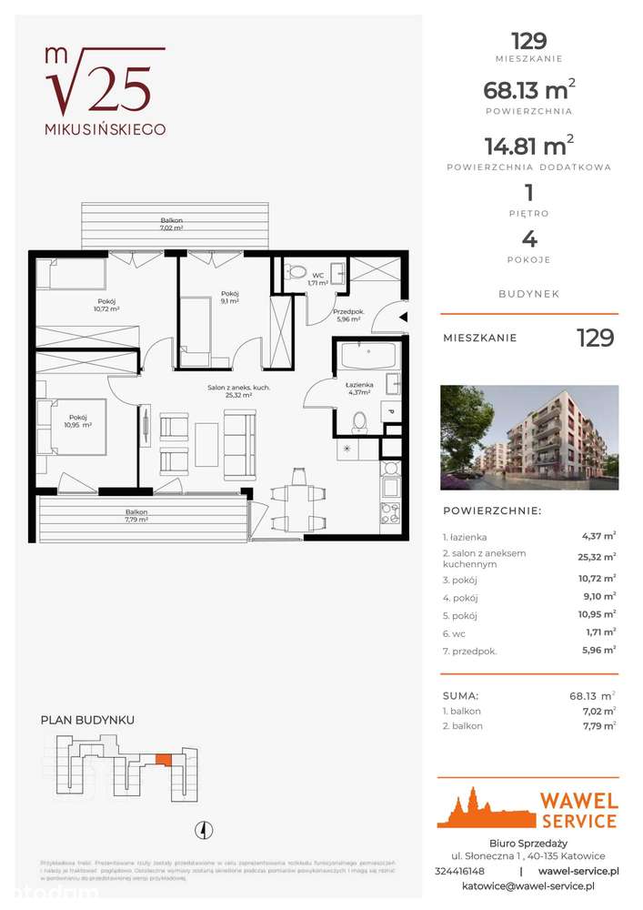 4-pokojowe mieszkanie 68m2 + 2 balkony - Pełny obrazek: 2/9