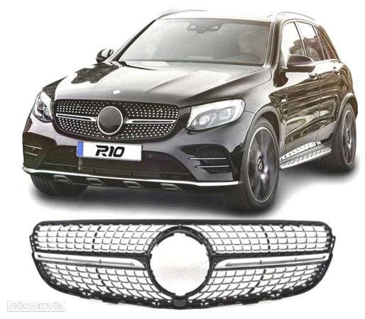 GRELHA DIANTEIRA PARA MERCEDES CLASSE GLC X253 C253 AMG 16-18 LOOK DIAMOND PRETO - 1