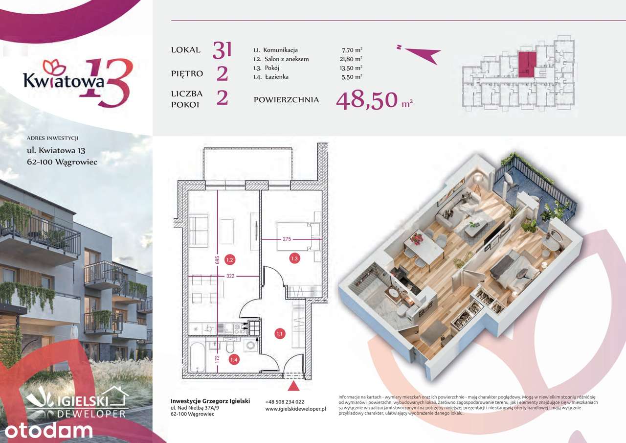 Kwiatowa 13 | mieszkanie 2-pok. | 31 - Pełny obrazek: 2/7
